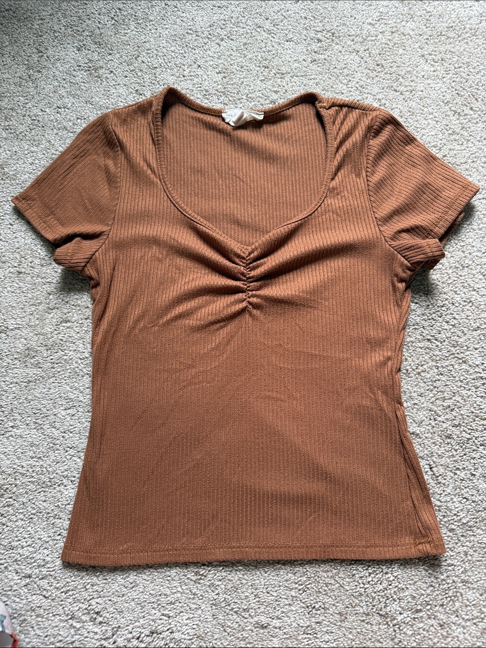 See You Monday Ruched V-Neck Tee